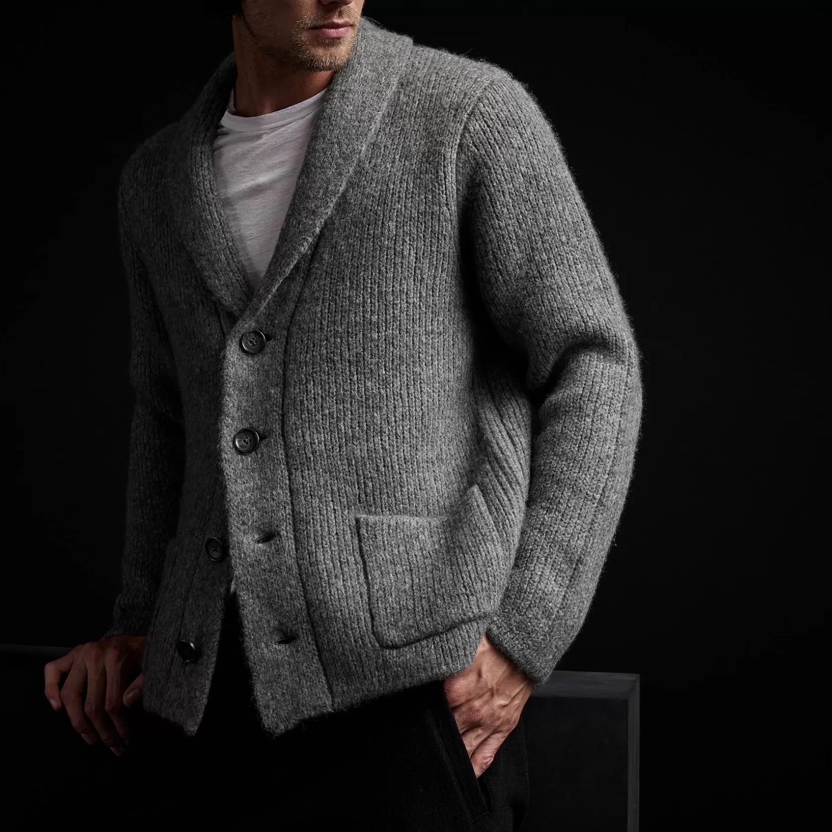 Cheap Cashmere Shawl Collar Cardigan Men Sweaters