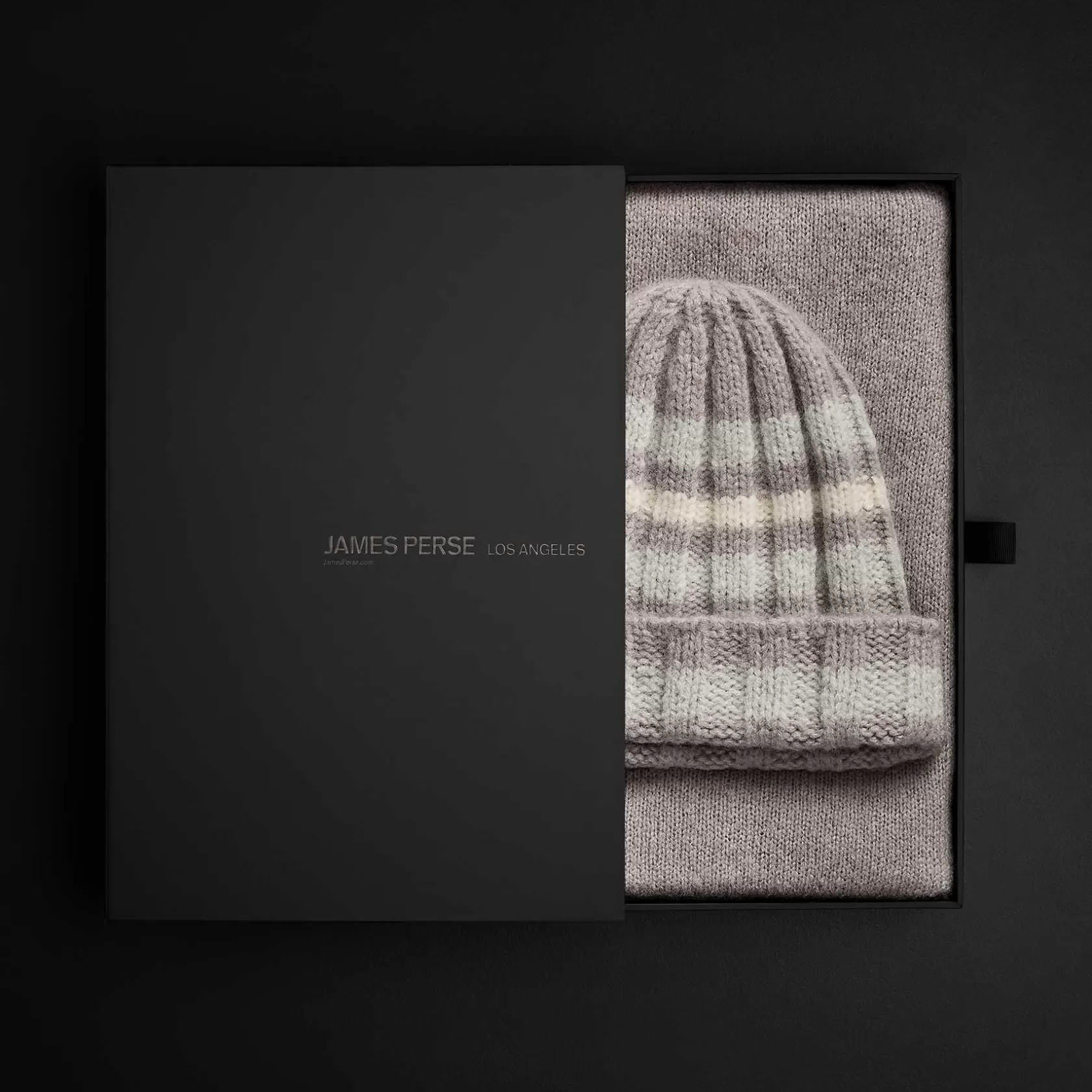 Online Cashmere Striped Beanie & Scarf Set Men Hats