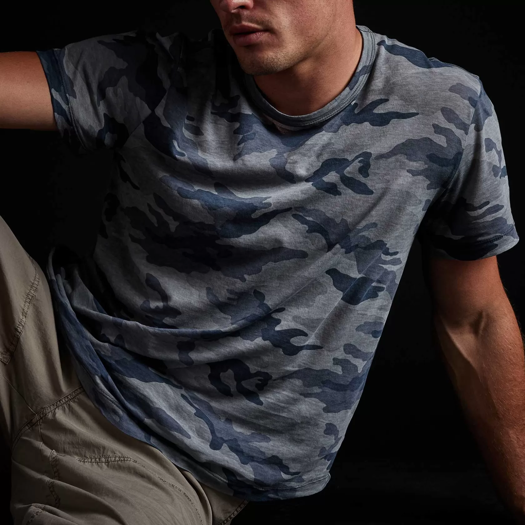 Sale Clear Jersey Camo Crew Men T-Shirts