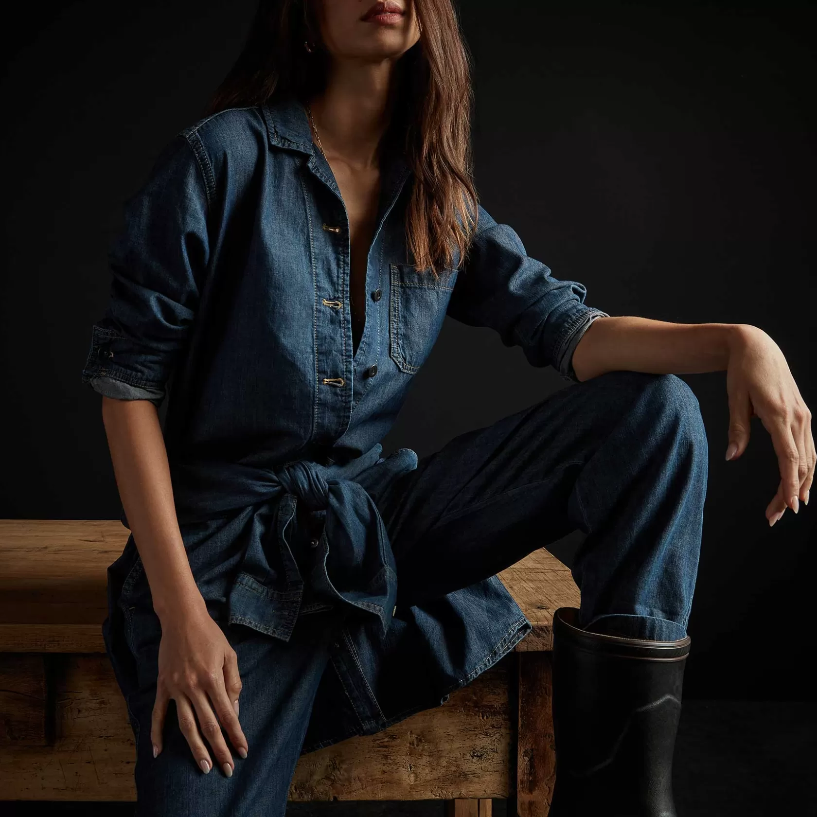 Fashion Denim Utility Boiler Suit Women Dresses/Jumpsuits