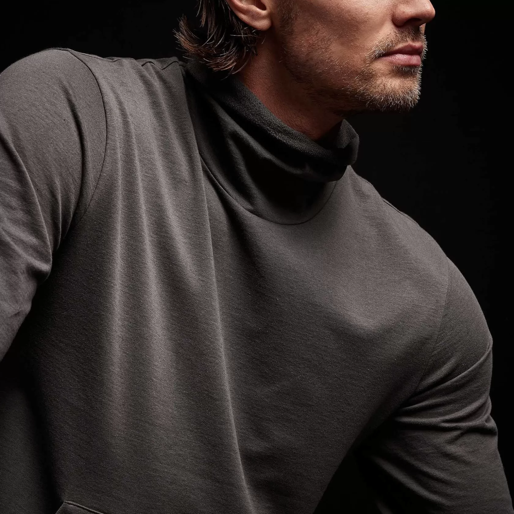 Shop French Terry Funnel Neck Men Sweat Tops/Bottoms