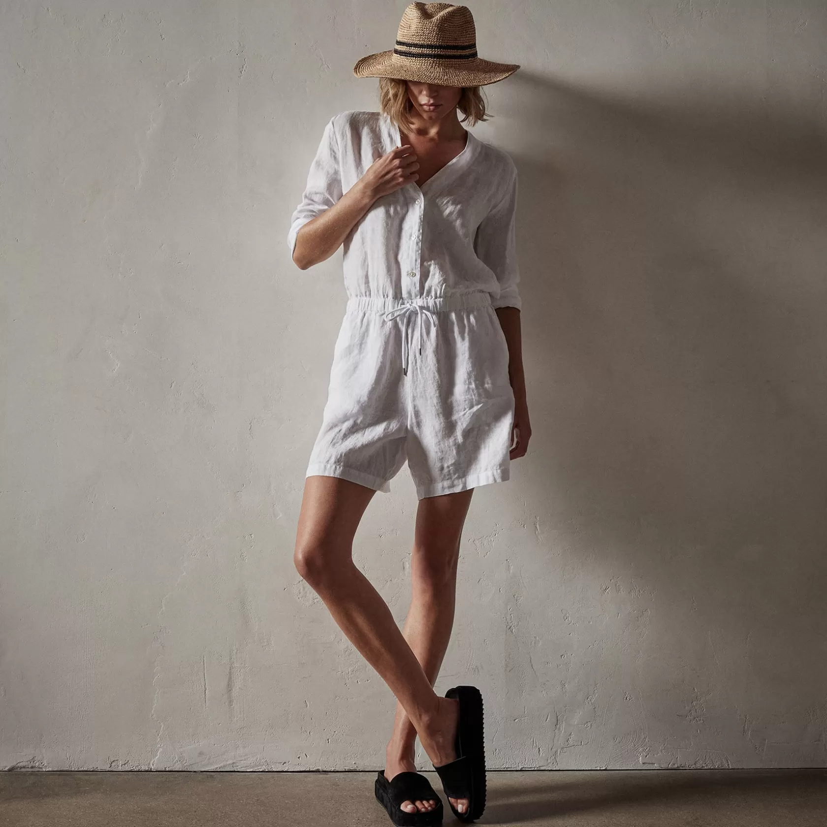 Store Lightweight Linen Romper Women Dresses/Jumpsuits