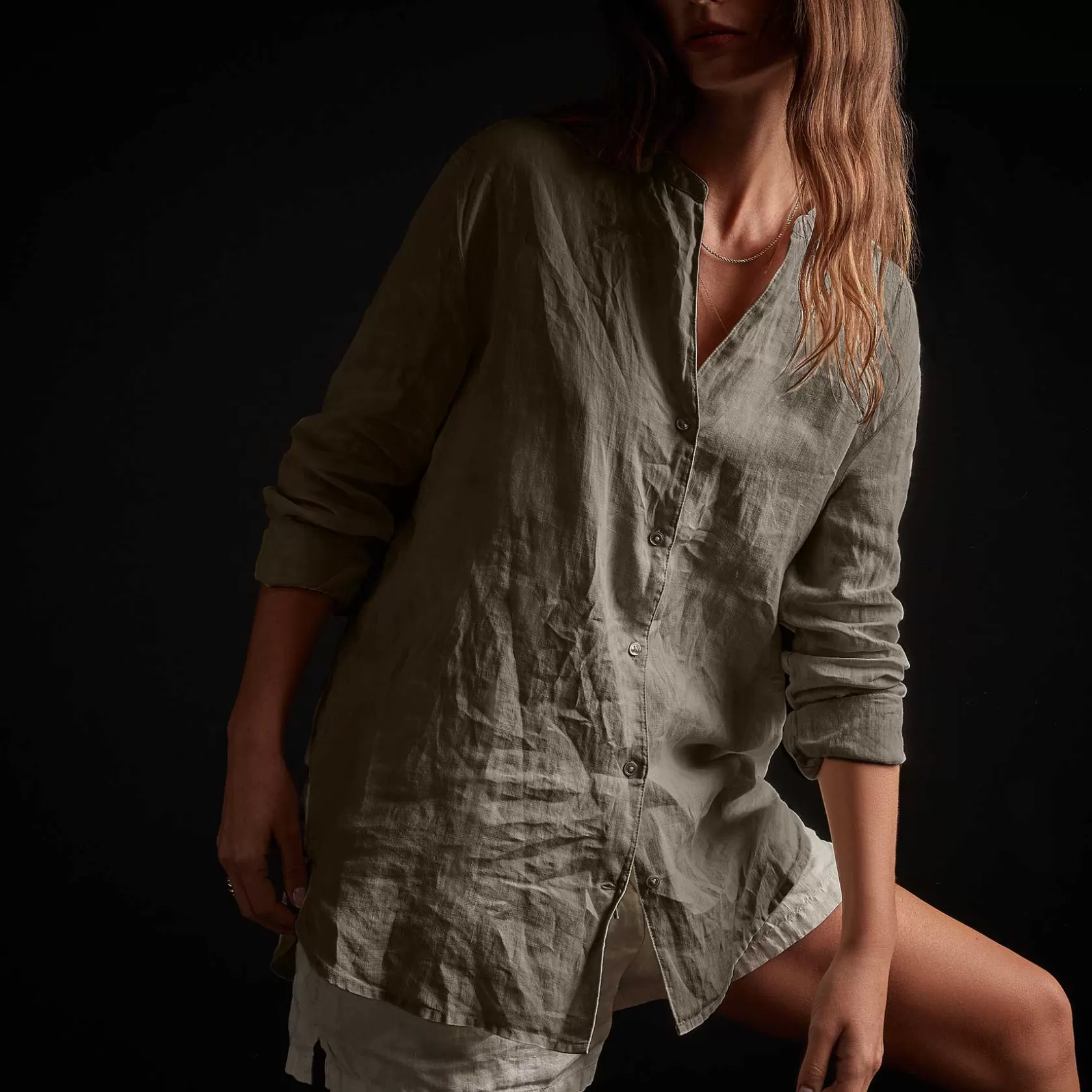 Clearance Lightweight Linen Shirt Women Shirting