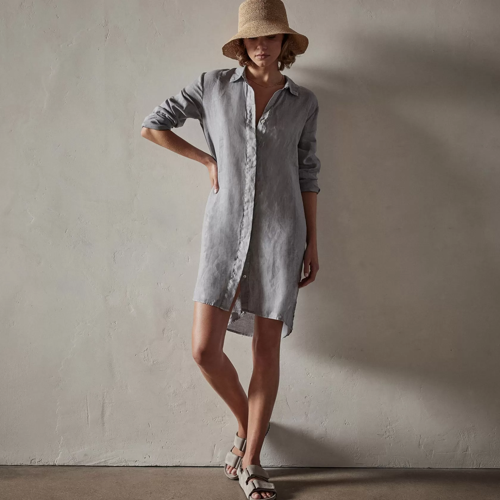 Outlet Lightweight Linen Shirt Dress Women Dresses/Jumpsuits