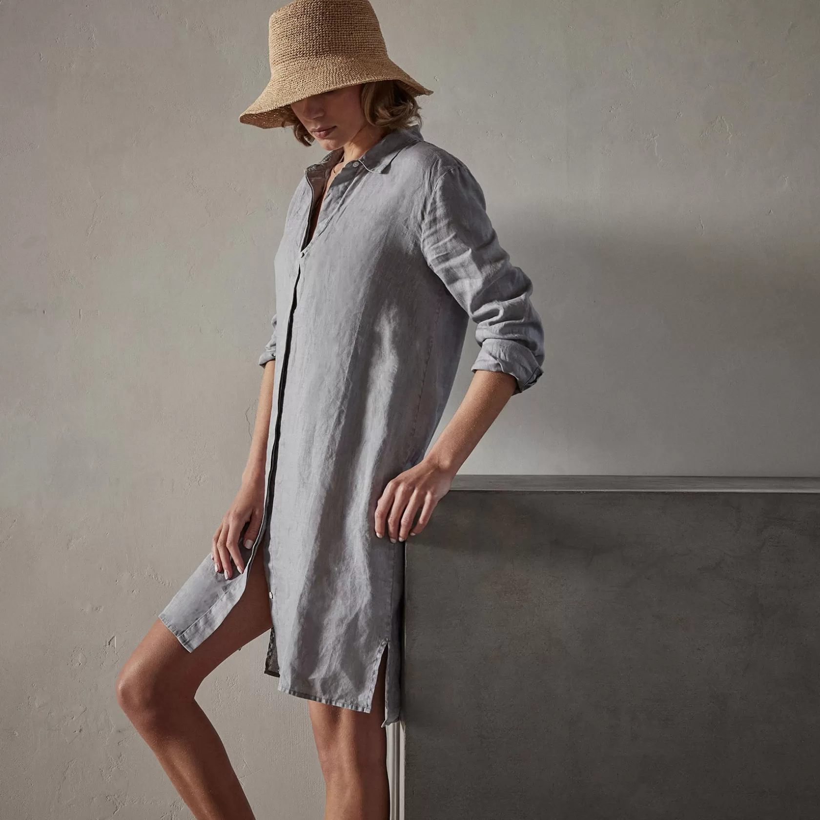 Outlet Lightweight Linen Shirt Dress Women Dresses/Jumpsuits