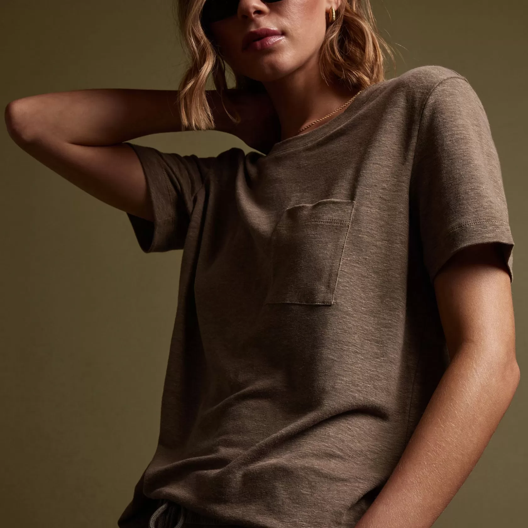 Flash Sale Linen Jersey Pocket Tee Women T-Shirts