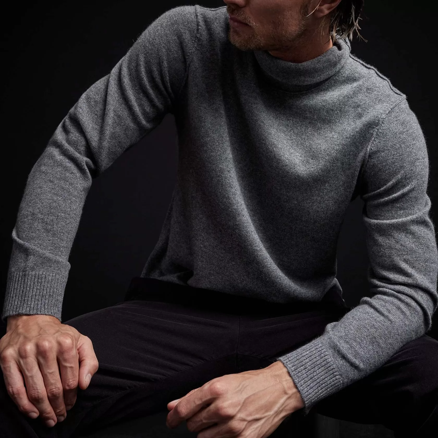 Clearance Recycled Cashmere Funnel Neck Men Sweaters