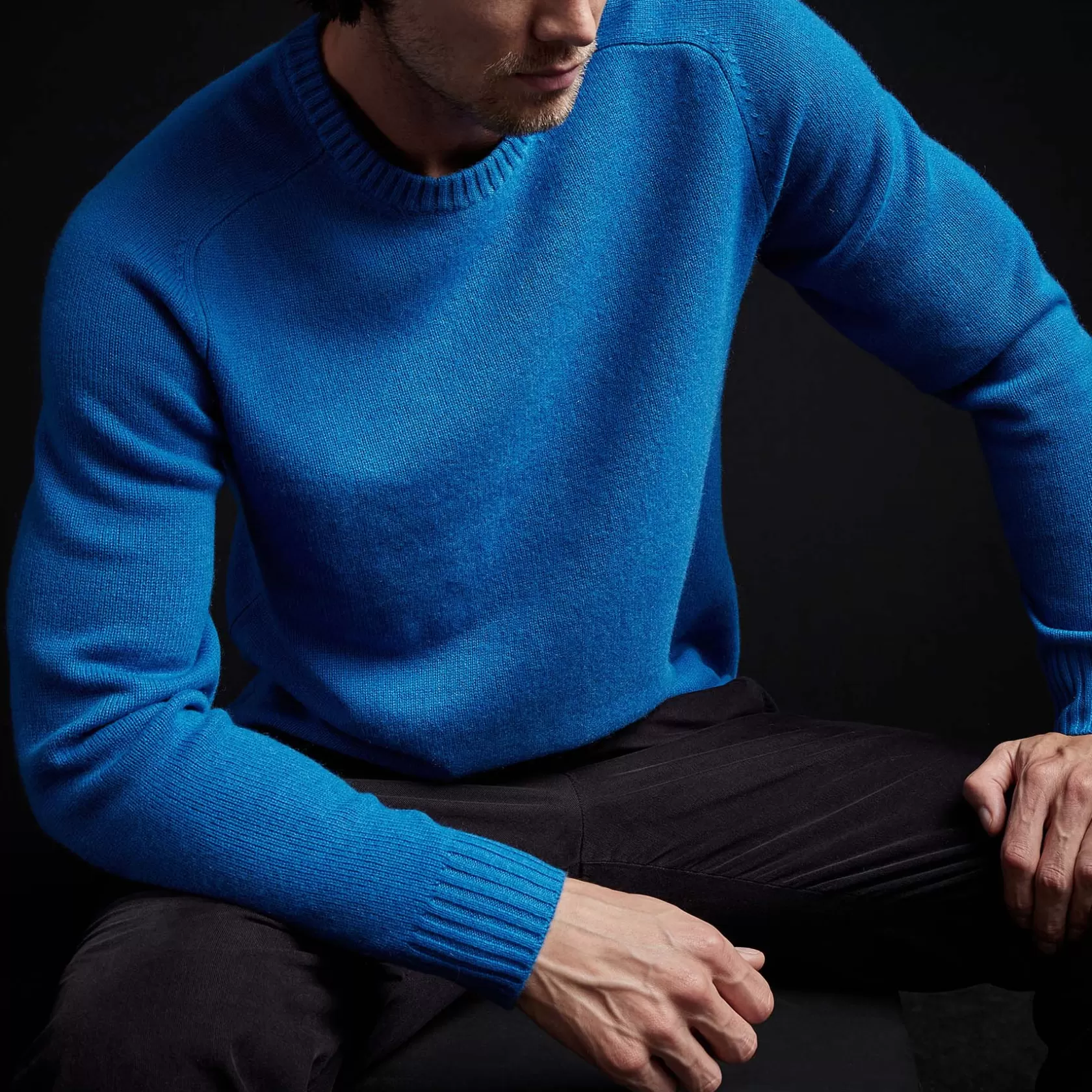 Store Recycled Cashmere Saddle Shoulder Crew Men Sweaters