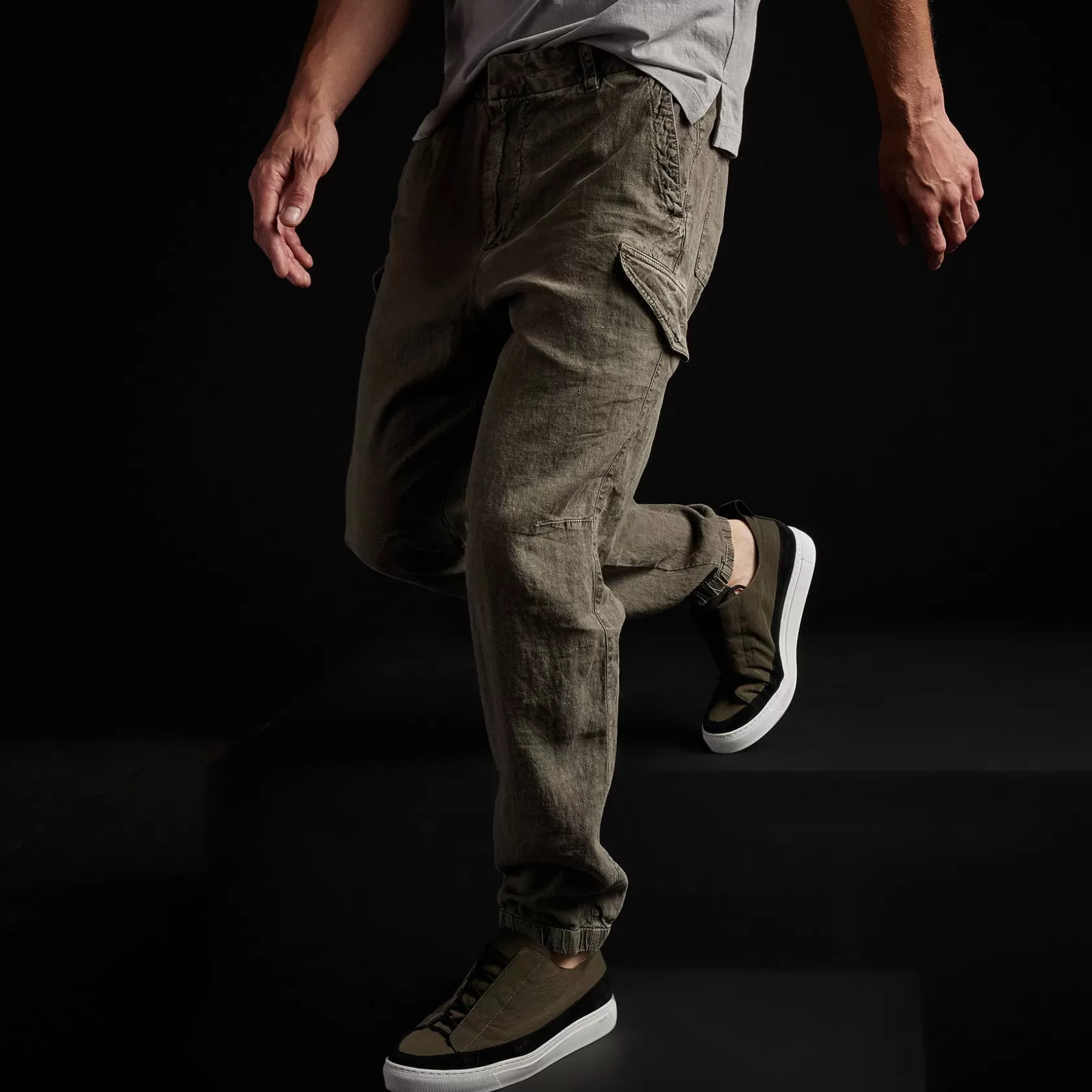 Clearance Slub Linen Cargo Pant Men Pants/Denim