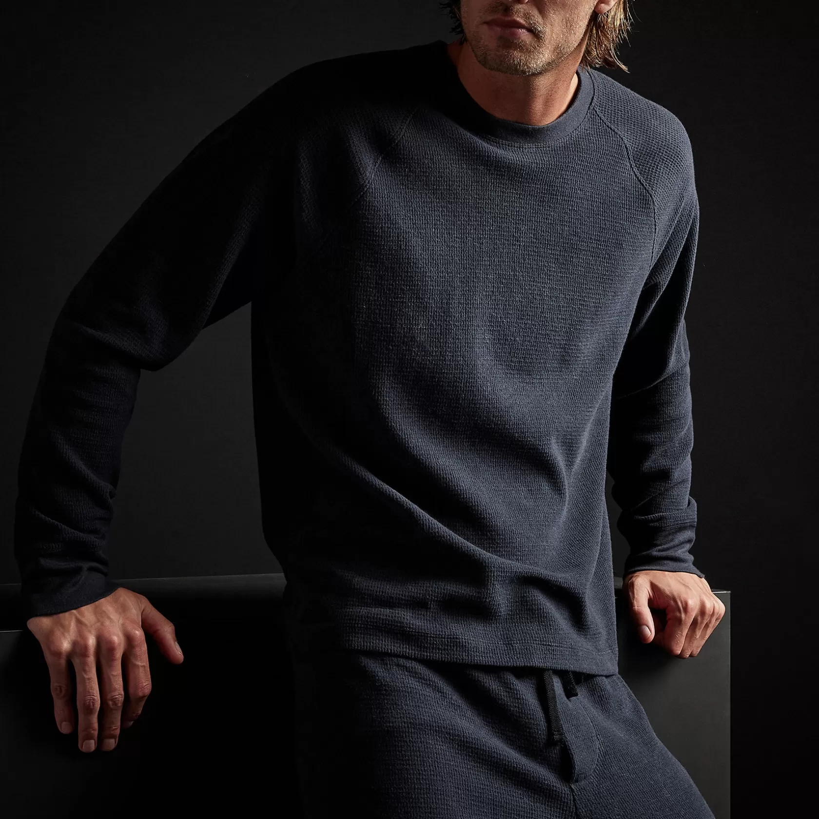 Online Thermal Knit Raglan Top Men Lounge